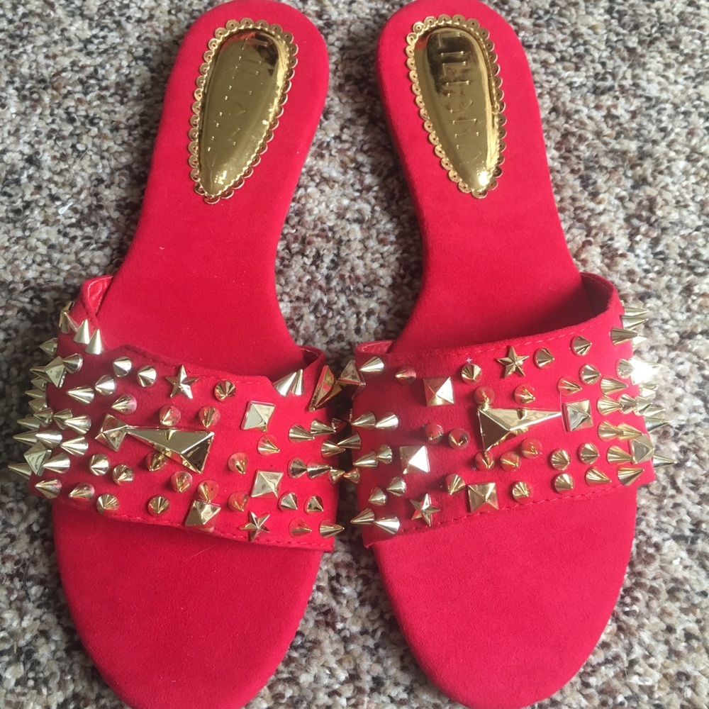 Red Studded Sandals